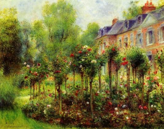 The Rose Garden at Wargemont - 1879 - Pierre Auguste Renoir Painting
